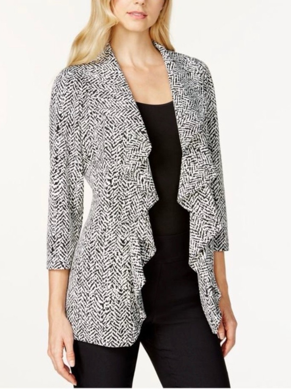 NWT: Calvin Klein Black and White Knit Jacket, Size 2